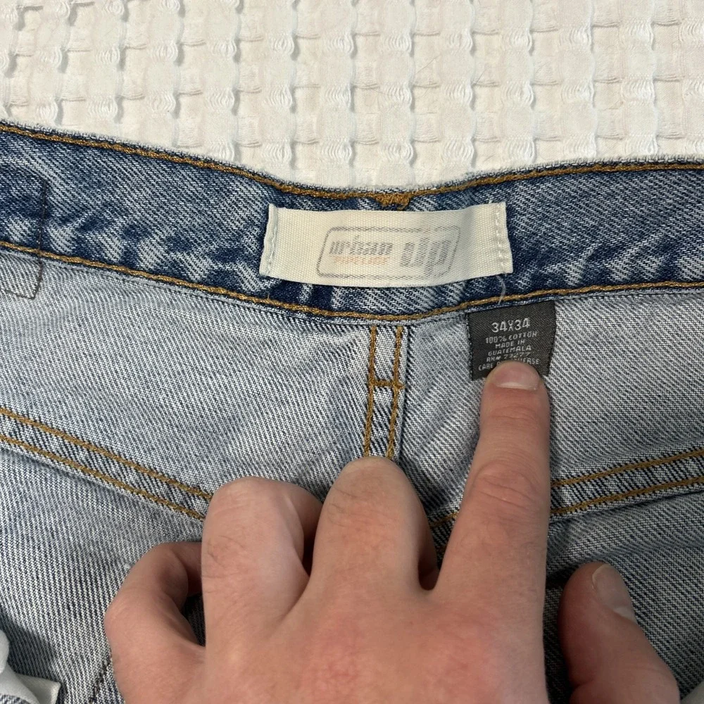 Urban Pipeline Y2K Destroyed Distressed Grunge Light Wash Men's Jeans — 32x34